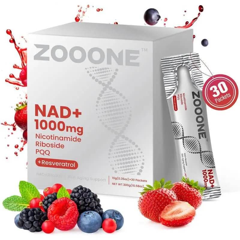 ZOOONE Liquid NAD+ 1000 mg – Berry Flavor, 30 Packets